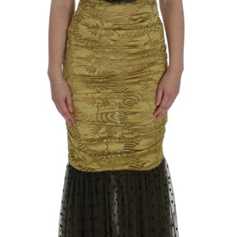 Elegant Gold and Black Lace Skirt